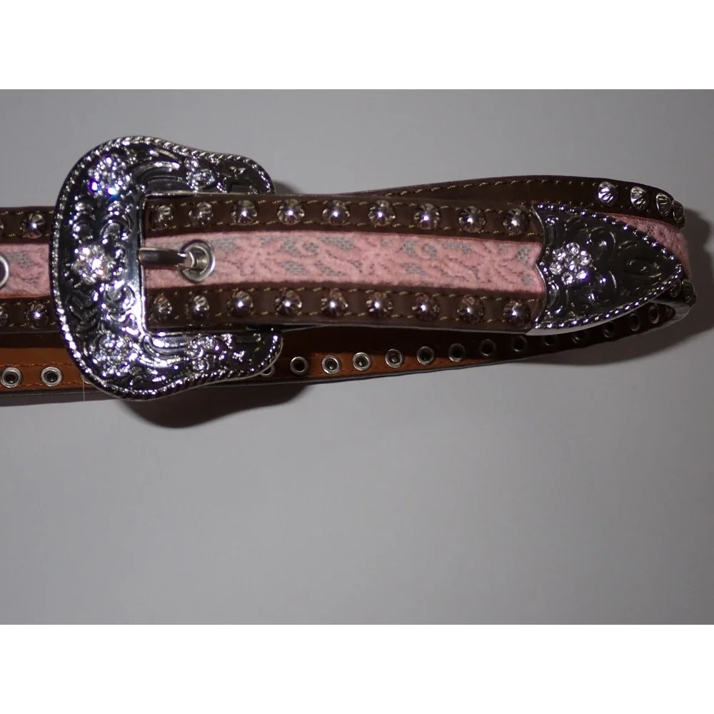 Ariat Kids Pink Lace Studded Western Belt Size 26 Cowboy Horse Show Equestrian